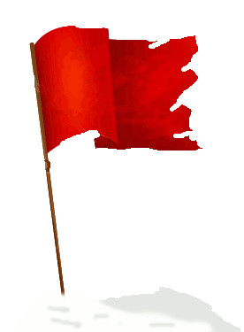 the old red border flag in the snow