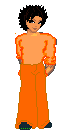 a cute and androgynous doll in orange